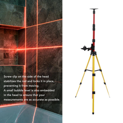 114 to 388mm Level Support Pole Stainless Steel Multifunctional Telescoping Level Support Rod with Adjustable Base 5/8in 1/4in