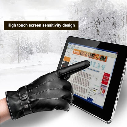 Men's Gloves Winter Mittens Keep Warm Touch Screen Windproof Driving Guantes Male Autumn Winter PU Leather Gloves Business