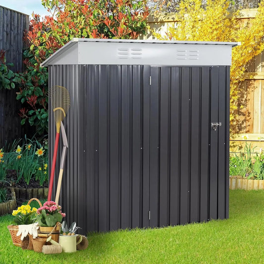 Outdoor Storage Shed, 6 x 4 FT Lockable Metal Garden Shed, Steel Storage House Waterproof Tool Shed for Backyard Patio