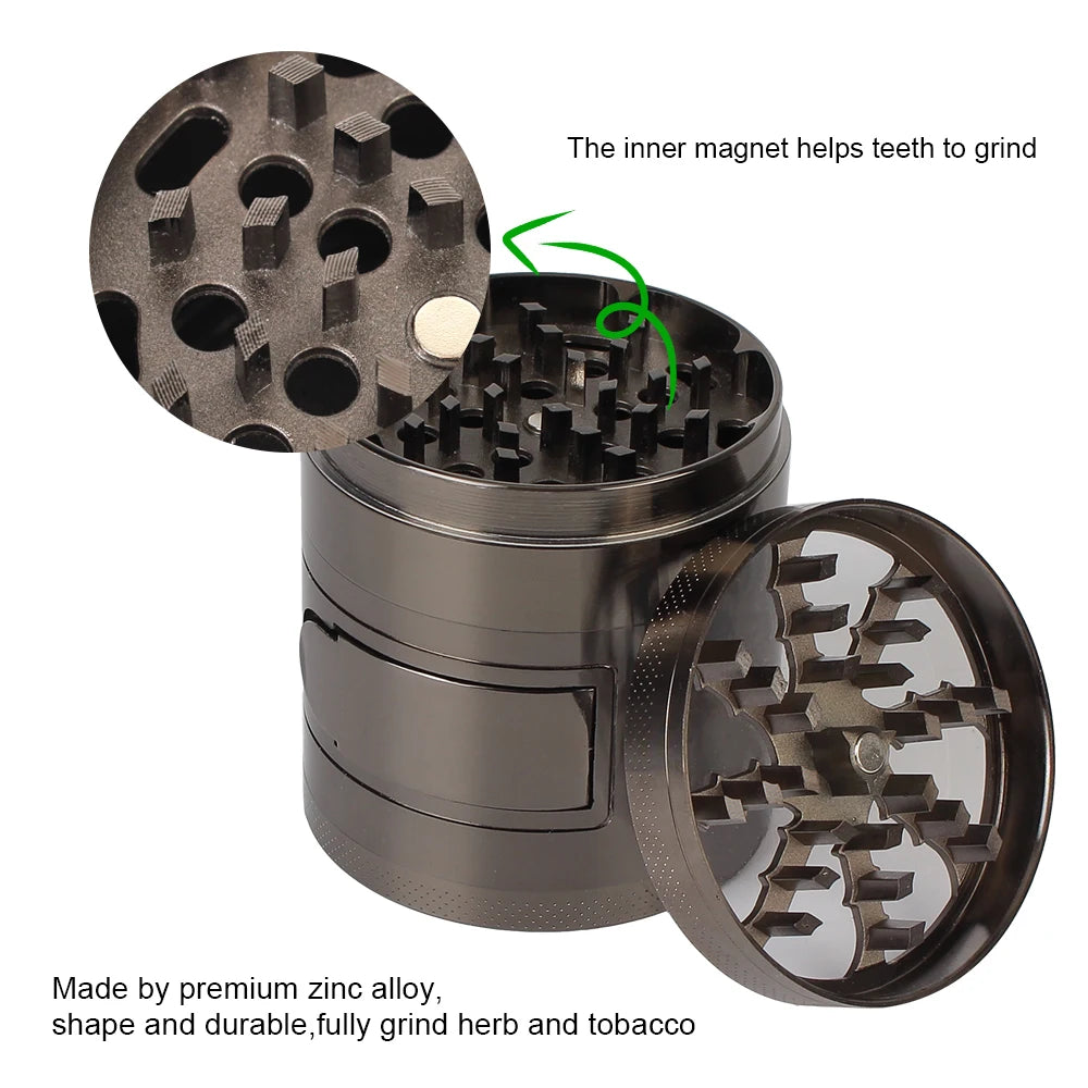 Smoking Herb Cutter 4-layer 63mm Herb Tobacco Grinder Zinc Alloy Manual Hand