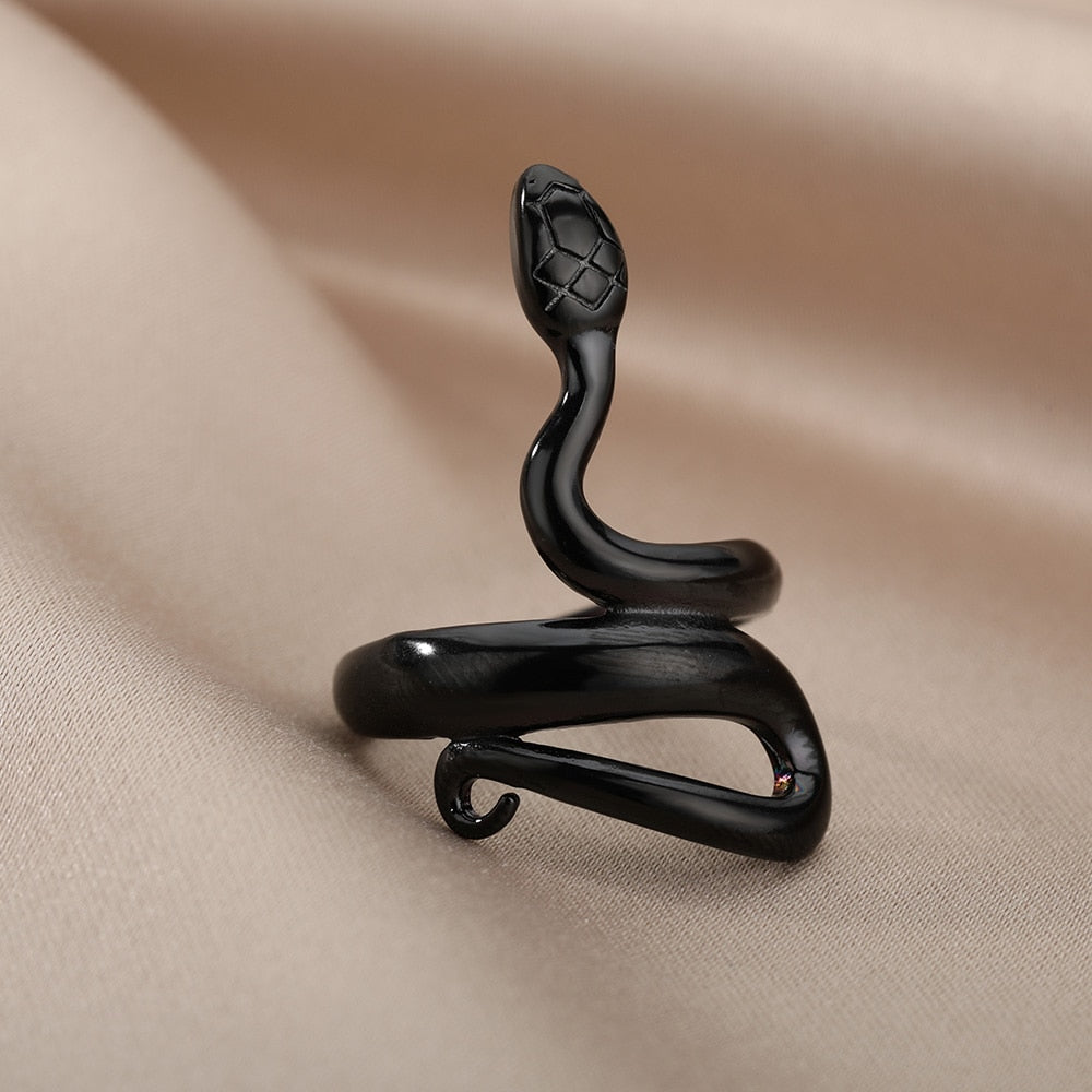 Pop Cobra Snake Ring For Women Men Stainless Steel Adjustable Punk Rings Animal Mamba Finger Accessories Nightclub Jewelry Gifts