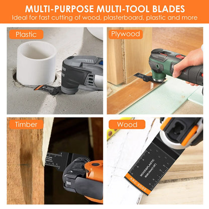 15Pcs Oscillating Saw Blades Set Multipurpose Extra-Long Japanese Precision Teeth Saw Blade Curved-Edge Bi-Metal Multitool Blade