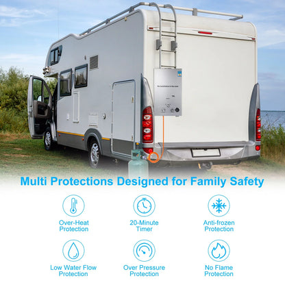 VEVOR Gas Water Heater LPG Hot Water Heater Stainless Steel Tankless  Propane Gas LPG Boiler Home Appliance 6L-18L