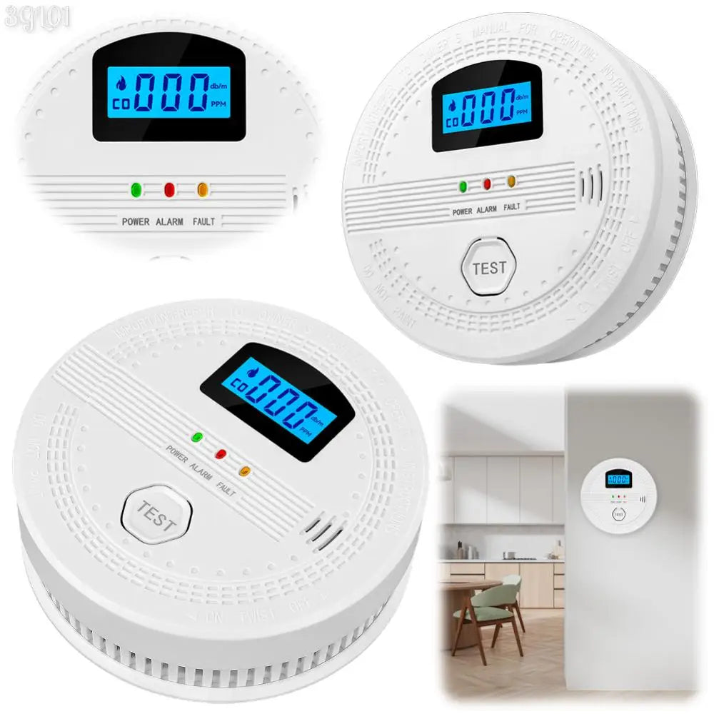 2 In 1 CO and Smoke Detector Sound Warning & LED Indicator Carbon Monoxide Detector Battery Powered CO Sensor for Home Warehouse