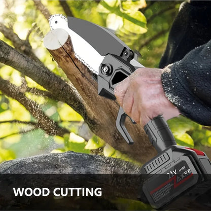 Mini Chainsaw, 6 Inch Portable Cordless Chainsaw With 2 Battery Safety And Full Lock For Wood Cutting, Tree Trimming, Courtyard