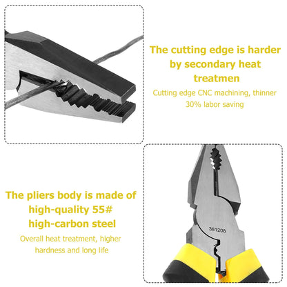 3set High Carbon Steel Pliers ,Cable Wire Cutting Pliers with Soft Grip Handle 6" Spiked Pliers Hand Tool