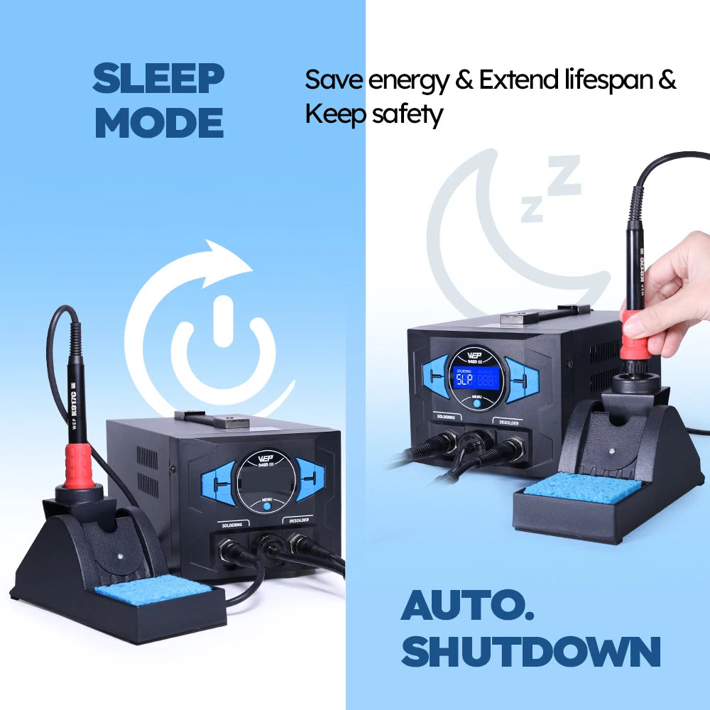 WEP 948D-III Desoldering Soldering Station 2-in-1 ESD Safe Soldering Iron 110W Fast-Heating Desoldering Suction Tin Gun 2024