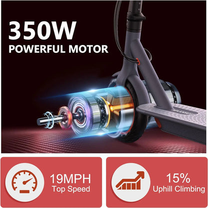 Electric Scooter for Adults, 8.5" Tires, 19Mph Top Speed, 350W Motor, Max 21 Miles Long Range, Folding E-Scooter Dual Braking
