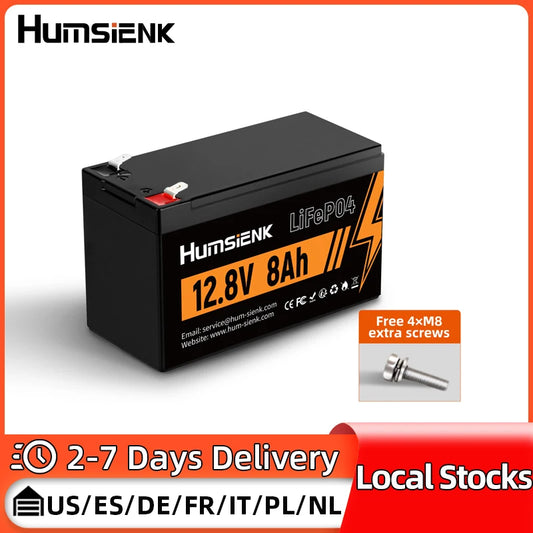 Humsienk Lithium Iron Phosphate Battery 12V 8Ah Grade A Cells Rechargeable Lightweight Home Energy Storage Backup Power