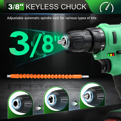 Tegatok 20V Cordless Power Drill,Position Drill with 18+1 ,  2AH Li-ion Battery&Fast Charger.