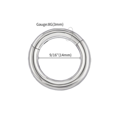 ASTM F136 Titanium Large Gauge 6G 8G 10G Single Hinged Clicker Segment Hoop Ring Septum Nose Piercing