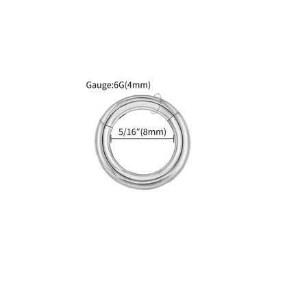 ASTM F136 Titanium Large Gauge 6G 8G 10G Single Hinged Clicker Segment Hoop Ring Septum Nose Piercing