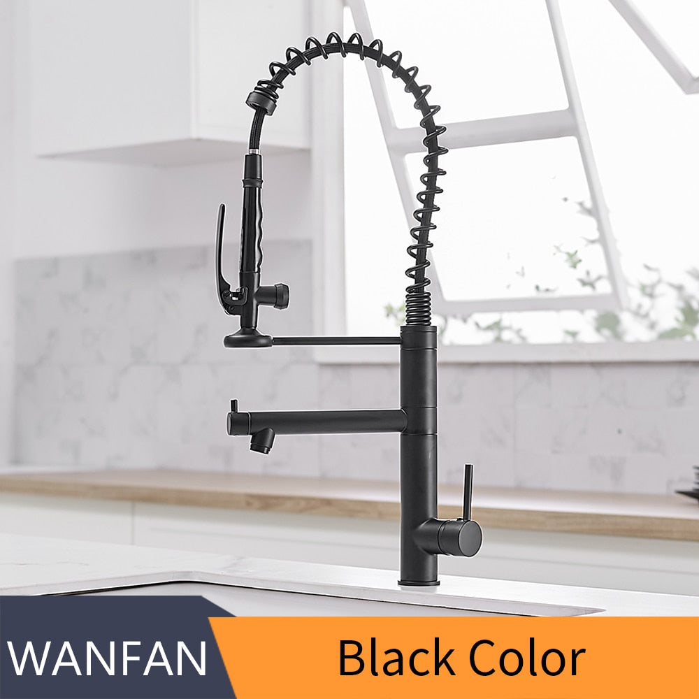Black Kitchen Faucet Chrome Brass Tall kitchen faucet mixer Sink Faucet Pull Down Spray Single Handle Swivel Spout Mixer Taps