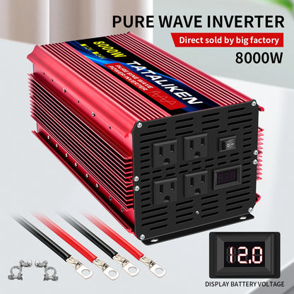 US Socket DC12V To AC 110V 60HZ Pure Sine Wave Inverter Car Power 1000W-10000W Voltage Portable Converter with LED