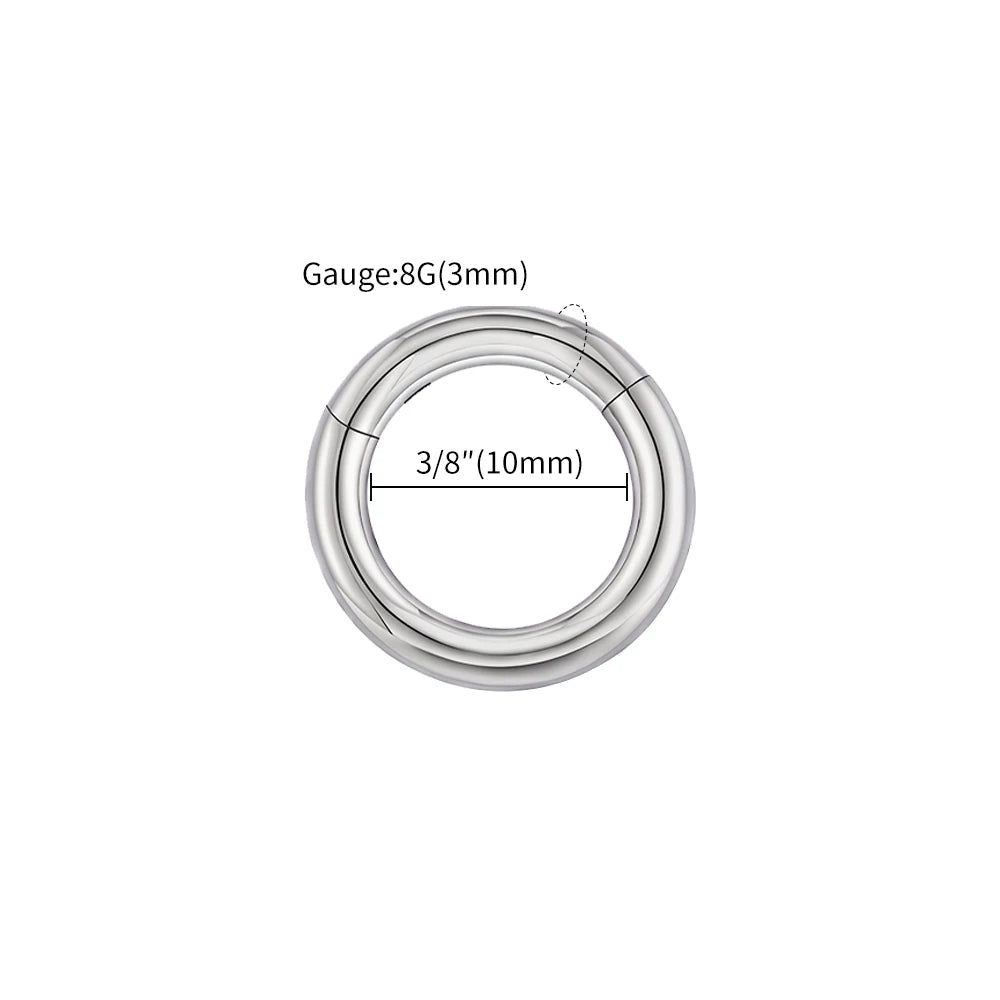 ASTM F136 Titanium Large Gauge 6G 8G 10G Single Hinged Clicker Segment Hoop Ring Septum Nose Piercing