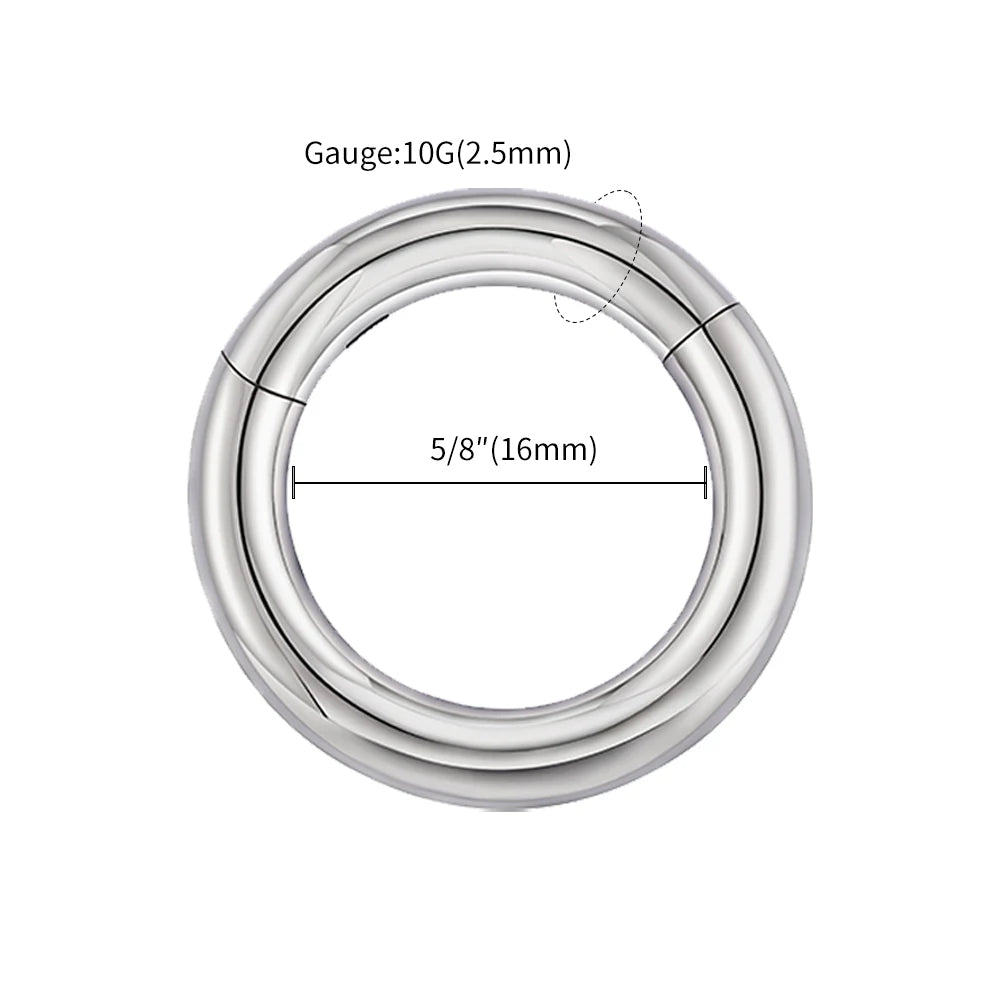 ASTM F136 Titanium Large Gauge 6G 8G 10G Single Hinged Clicker Segment Hoop Ring Septum Nose Piercing