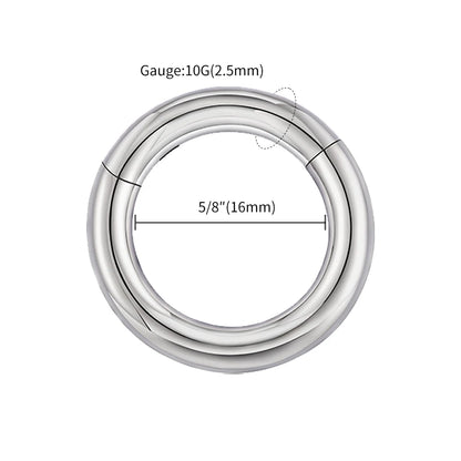 ASTM F136 Titanium Large Gauge 6G 8G 10G Single Hinged Clicker Segment Hoop Ring Septum Nose Piercing
