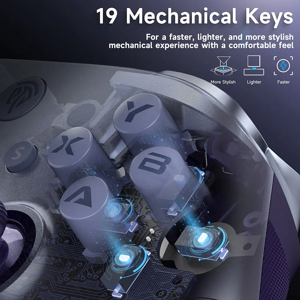 EasySMX X10 Wireless Gamepad Mechanical Gaming Controller Compatible with PC/Switch/Phone/TV, Custom Hall Effect, Dark Purple