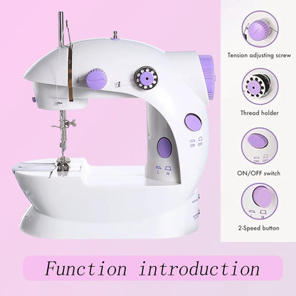 1set (11pcs) Mini Sewing Machine, Adjustable 2 Speed 2 Thread Sewing Machine, Portable Electric Sewing Machine With Foot Pedal,
