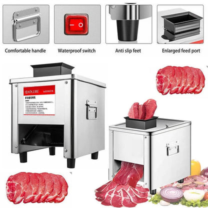 Commercial 850W Stainless Steel Electric Meat Slicer Household Meat Grinder Automatic Fish Vegetable Cutter Fillet Shredded Cut