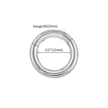 ASTM F136 Titanium Large Gauge 6G 8G 10G Single Hinged Clicker Segment Hoop Ring Septum Nose Piercing