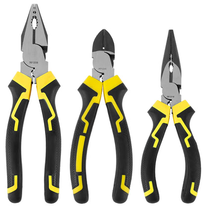 3set High Carbon Steel Pliers ,Cable Wire Cutting Pliers with Soft Grip Handle 6" Spiked Pliers Hand Tool