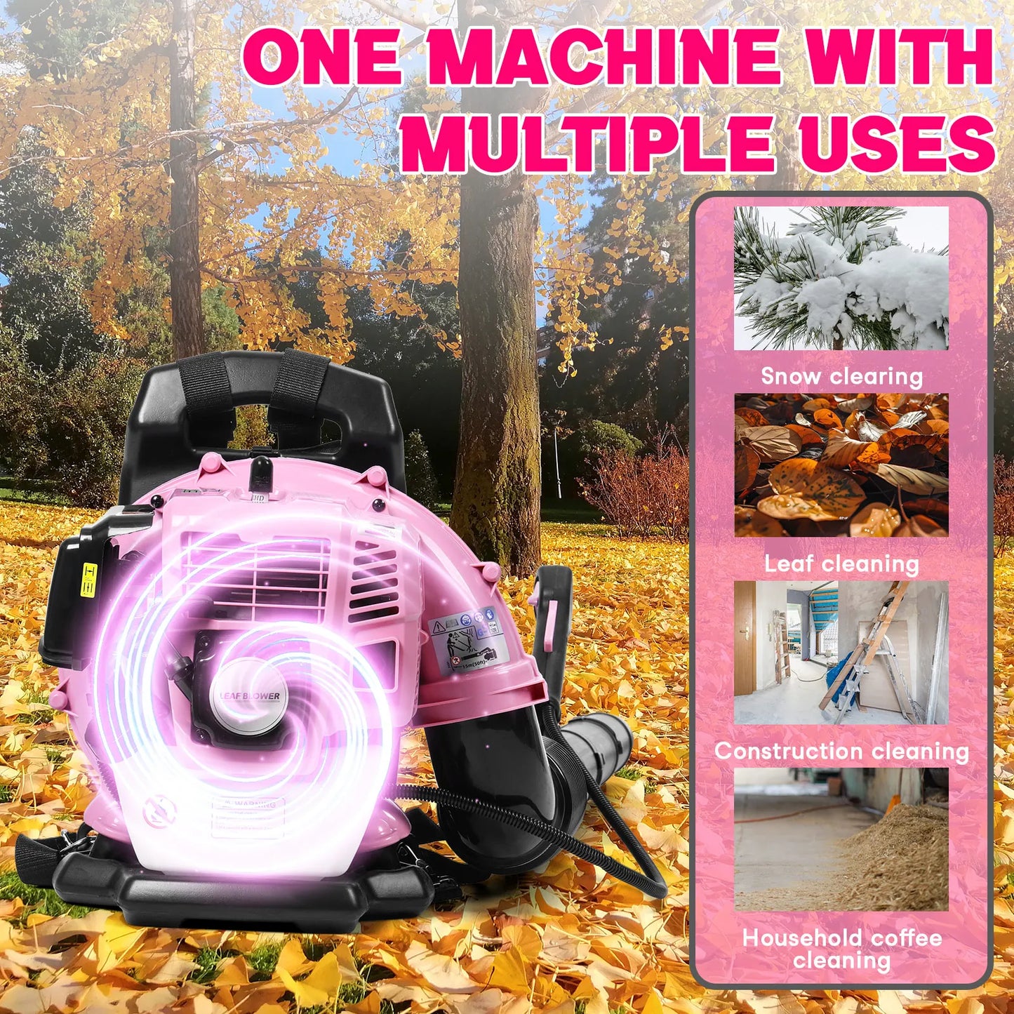 52CC 2-Stroke Backpack Gas Leaf Blower, Gas Blower, Up to 550 CFM, Powerful Clearing, for Lawn Care Yard Dust Debris