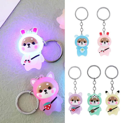 Creative Cute Sika Deer Flashlight Keychain Women Animal Elk Key Chain Lanyard LED Car Key Ring Holder Bag Charms Pendant Gift