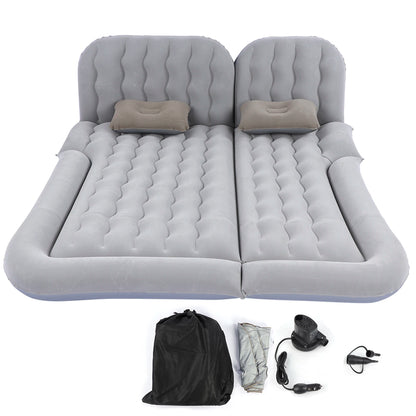 Car Travel Bed 2‑In‑1 Multifunction Inflatable Travel Mattress PVC Flocking Soft Sleeping Rest Cushion for Car SUV