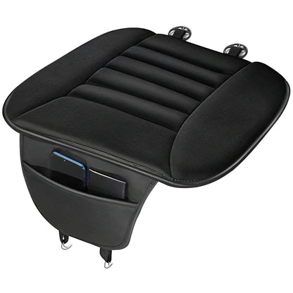 New Car Seat Cushion Memory Foam Front Car Seat Mat Pad Non-Slip Rubber Chair Protector Breathable Cover with Storage Pouch