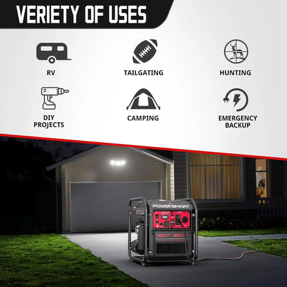 4400 Watt Home Backup Portable Open Frame Generator with Inverter Technology, RV Ready 30A Outlet,Gas Powered, Lightweight