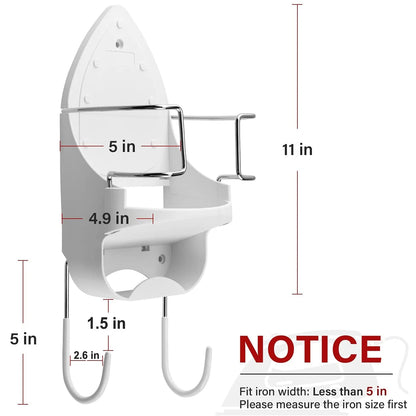 Ironing Board Hanger Wall Mount Electric Iron Holder Ironing Board Storage Organizer Hanging Accessories for Laundry Rooms