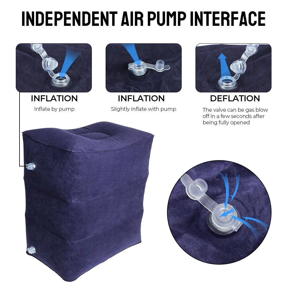 Inflatable PVC 3 Layers Travel Foot Rest Pillows Leg Support Footrest Pillow On Airplane Car Bus Adjustable High Resting Pillow