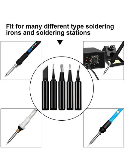 STONEGO Soldering Iron Tips Soldering Bits Black Alloy Plating Suitable for 900M, 936, 937, 938, 969, 8586, 852D