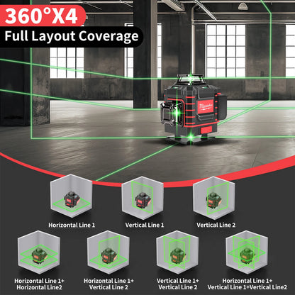 Milwaukee Degree Vertical Cross Laser Level 360 Green Beam  Horizontal And Vertical Rechargeable Battery green laser level tools