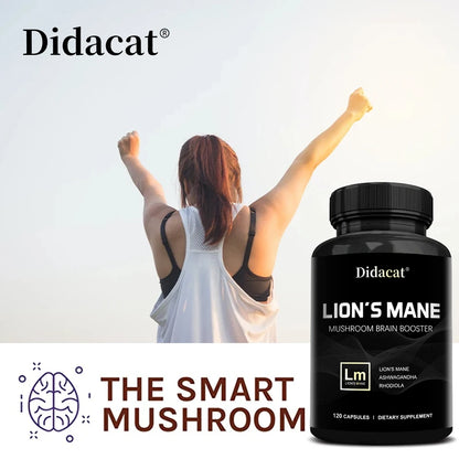 Lion's Mane Supplement Mushroom Capsules - Health Focus Support, Healthy Energy Levels, Mood & Immune Function Support, Non-GMO