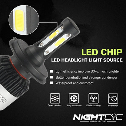 NIGHTEYE Super Bright Car Headlights H7 LED H4 led H8/H9/H11 HB3/9005 HB4/9006 Auto Bulb 72W 9000LM Automobiles Headlamp 6500K