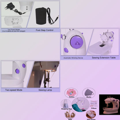 1set (11pcs) Mini Sewing Machine, Adjustable 2 Speed 2 Thread Sewing Machine, Portable Electric Sewing Machine With Foot Pedal,
