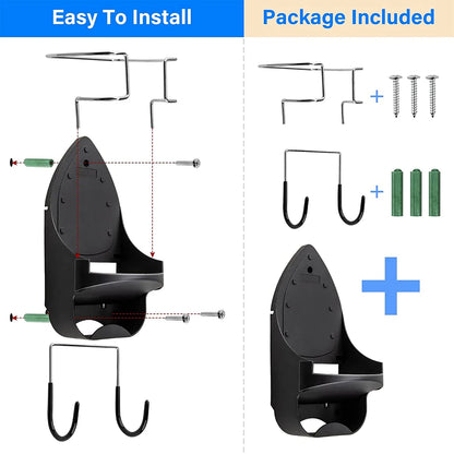 Ironing Board Hanger Wall Mount Electric Iron Holder Ironing Board Storage Organizer Hanging Accessories for Laundry Rooms