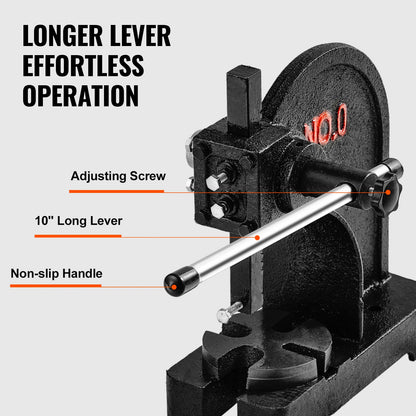VEVOR Arbor Press 0.5/1/3 T Manual Arbor Press Cast Iron Heavy-duty Manual Desktop Arbor Press Precision Hand Press for Stamping