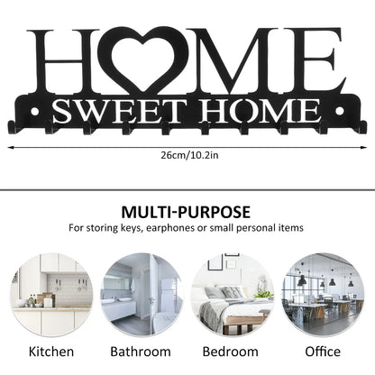 Key Holder Hooks Wall Mounted Key Rack with 10 Hooks Decorative Key Hanger Black Key Organizer for Entryway Front Door NEW