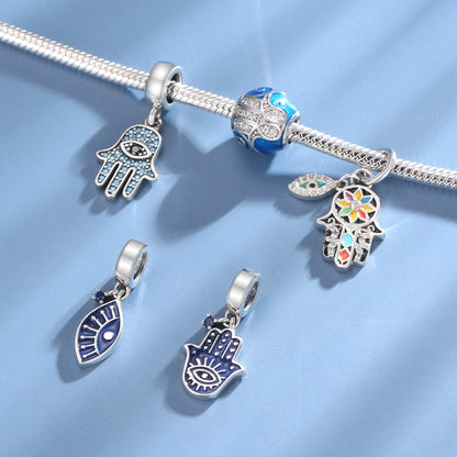 925 Sterling Silver Hand of Fatima pendants Patron saint charms beads Fits Original Designer Charms Bracelet Jewelry making