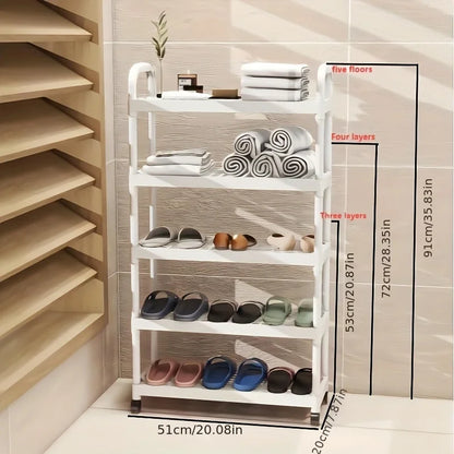 1pc Large Capacity Multi-Tier Mobile Storage Rack - Rolling Shoe Organizer Cart with 3/4/5 Tiers, Ideal for Spa, Flower Stand