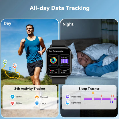 AI Voice Assistant Smart Watch for Men/ Women, 1.9'' HD Screen Activity Tracker with Bluetooth Call/ Remote Photo/ Sleep Mointor