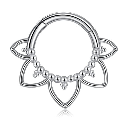 Flowers Nose Ring Septum 100% 316L Surgical Steel Zircon Clicker Daith Piercing Ear Cartilage Helix Hoop Flowers Water Drops