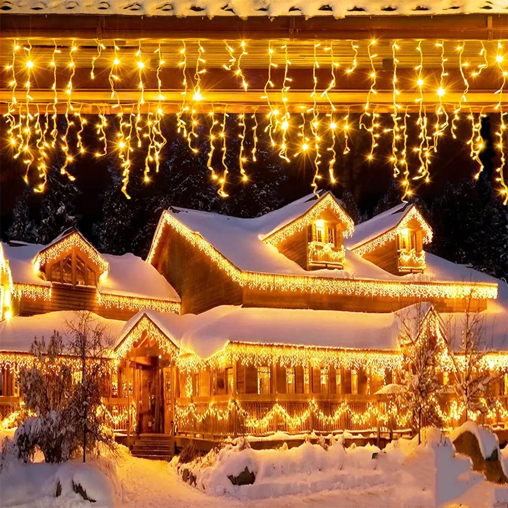 LED Icicle Curtain String Lights