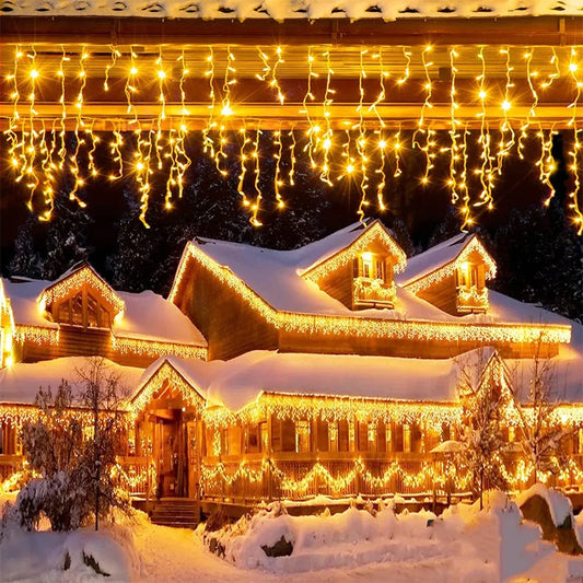 LED Icicle Curtain String Lights