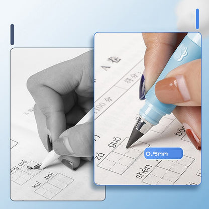 Cute Kids Infinity Pencil Lapiz Infinito Stationery Art Supplies No Ink Magic Pencil lapiz Kawaii Positive Posture Writing Pen