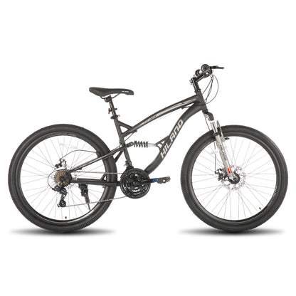 Hiland Full Suspension Mens Mountain Bike, 21 Speed, 26 Inch Wheel, Dual Disc Brake Bike for Men Womens Adult Bicycle