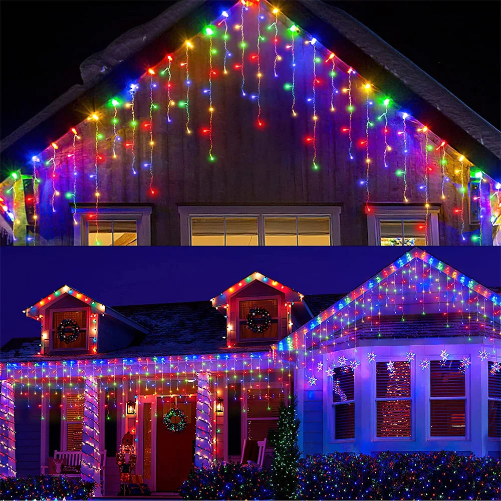LED Icicle Curtain String Lights